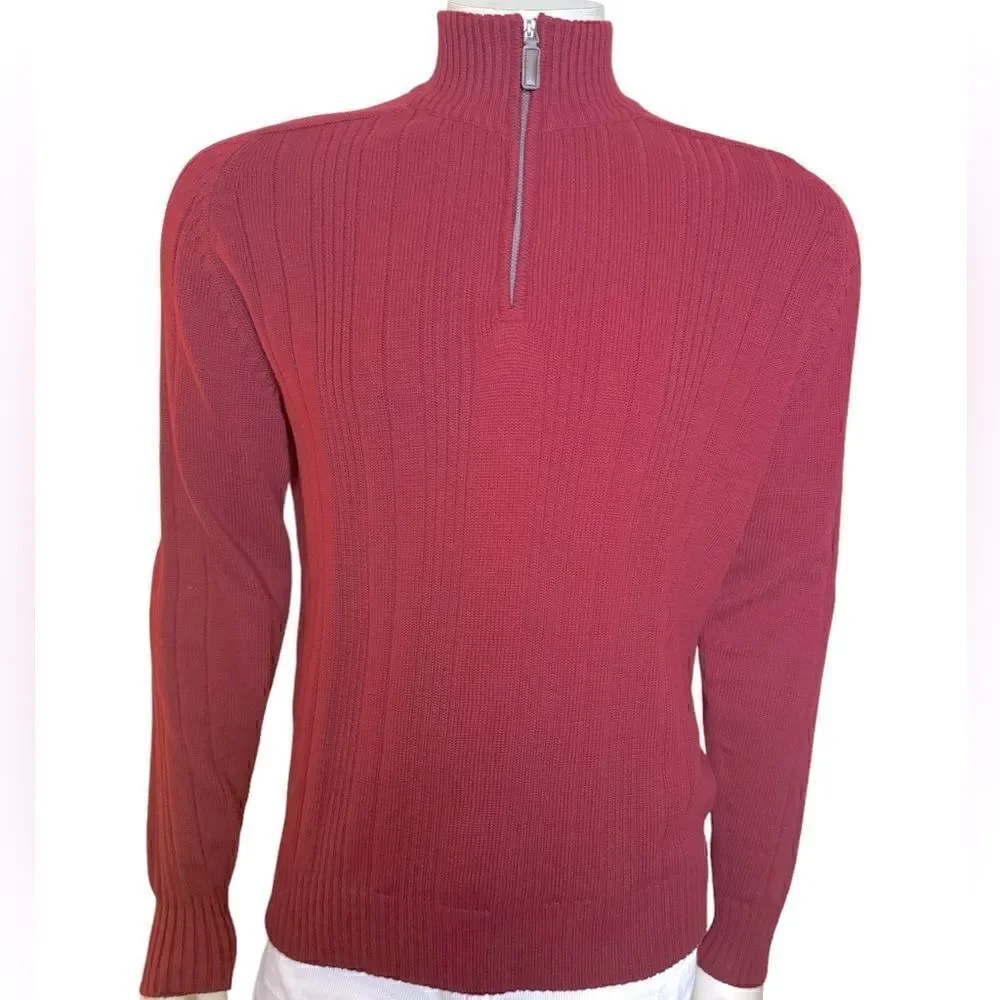 Oscar de la Renta Men’s Mock Neck Pullover Sweater w/ Zip Closure XL Like New